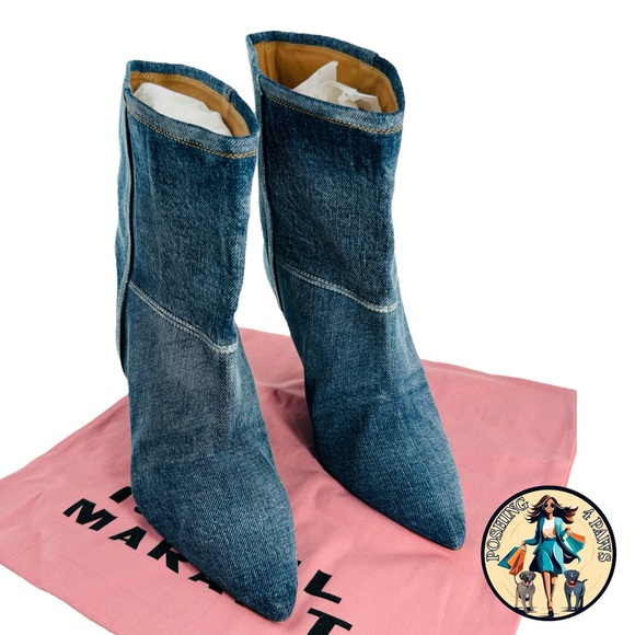 Isabel Marant Miyako Patchwork Denim Y2K Ankle Boot in Dark Blue Womens Size 11 - Picture 5 of 15